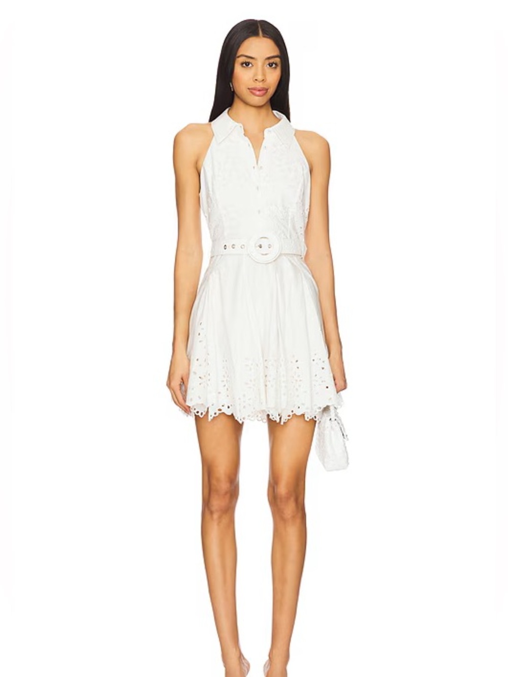 Hemant and nandita short dress with buckle belt in off white